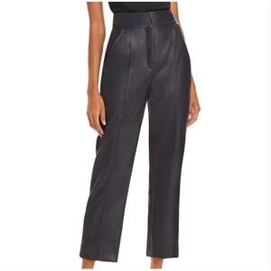 REBECCA TAYLOR Stovepipe Faux Leather Pants Navy Blue Sz 12 $395 {3J41}